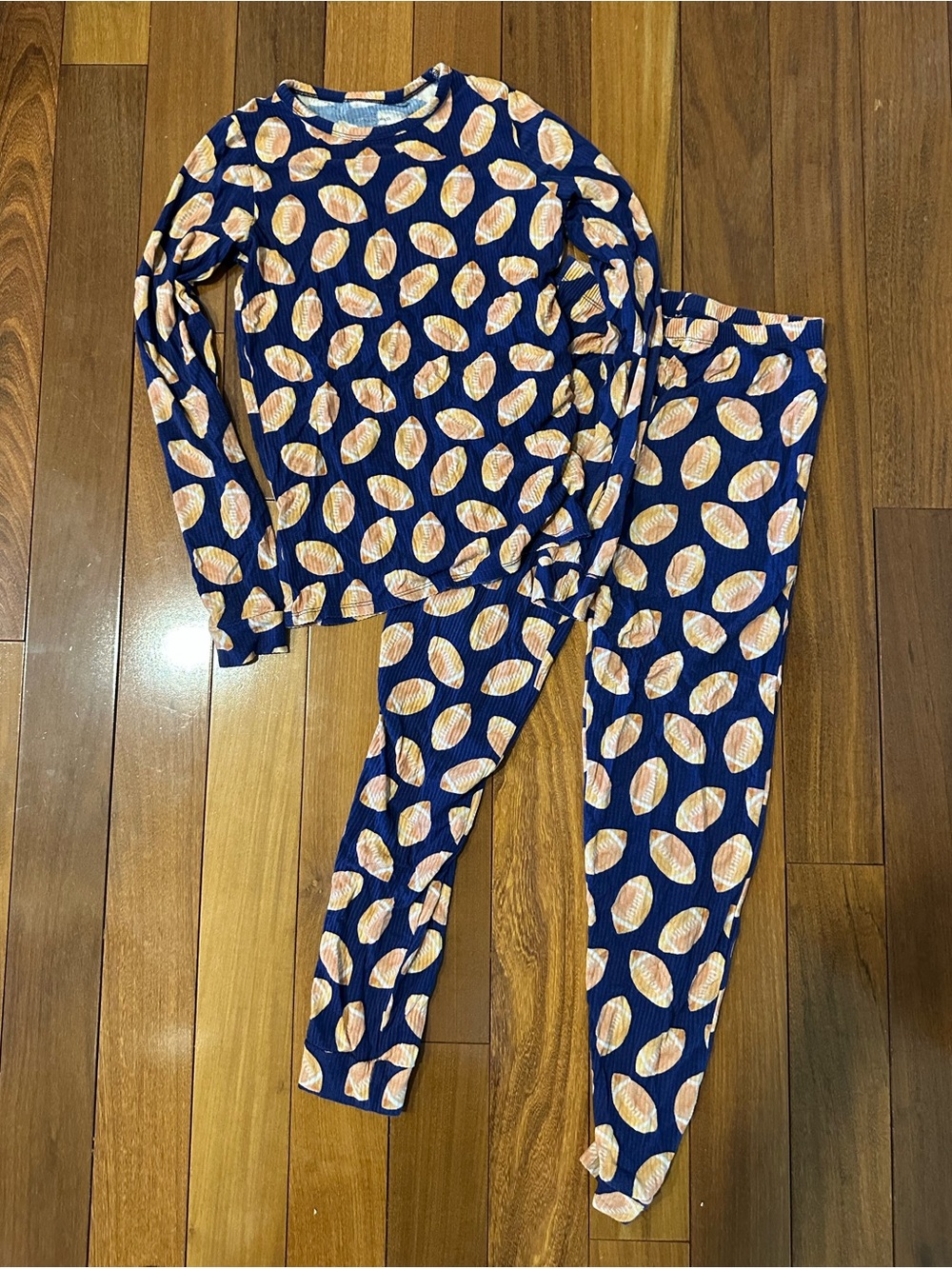 Kids Navy Blue Football-Print Pajama Set